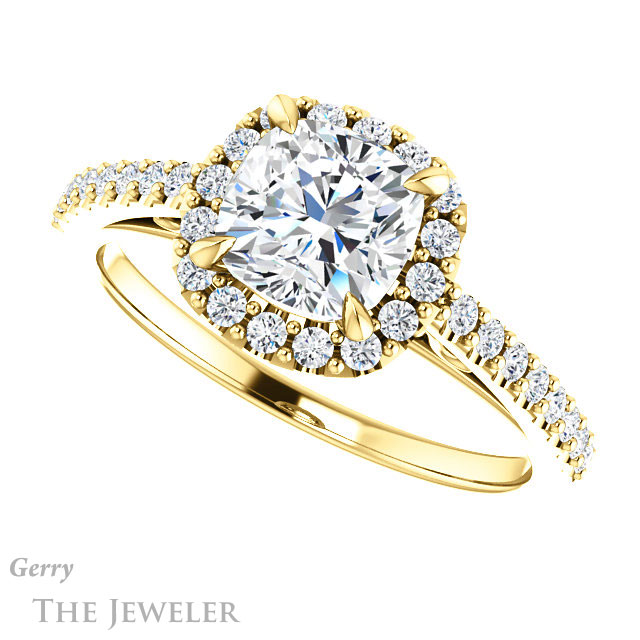 Cushion Cut Forever One Moissanite Engagement Ring #GTJ1149-cushion-fo-y 5 Cushion Cut Forever One Moissanite Engagement Ring #GTJ1149-cushion-fo-y