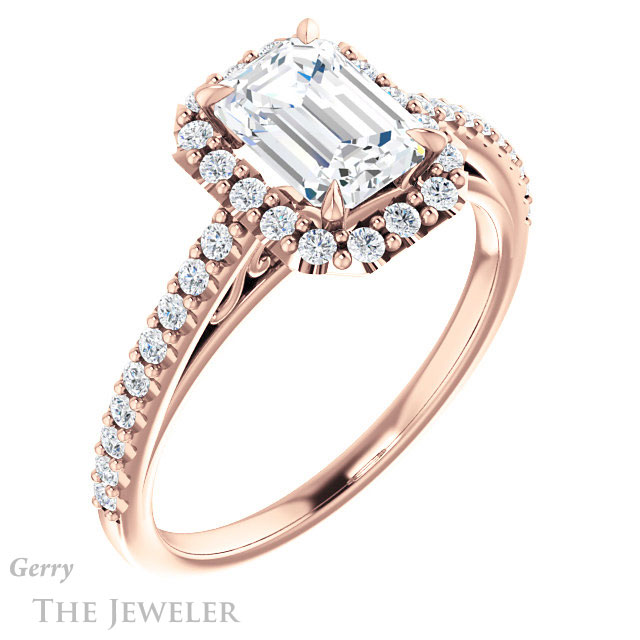 Emerald Cut Forever One Moissanite Engagement Ring #GTJ1149-emerald-fb-r 4 Emerald Cut Forever Brilliant Moissanite Engagement Ring #GTJ1149-emerald-fb-r