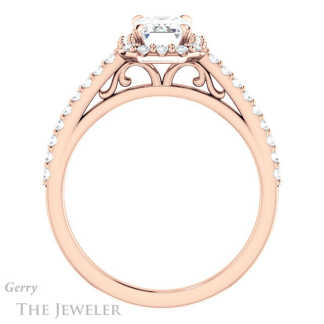 Emerald Cut Forever One Moissanite Engagement Ring #GTJ1149-emerald-fb-r 2 Emerald Cut Forever Brilliant Moissanite Engagement Ring #GTJ1149-emerald-fb-r