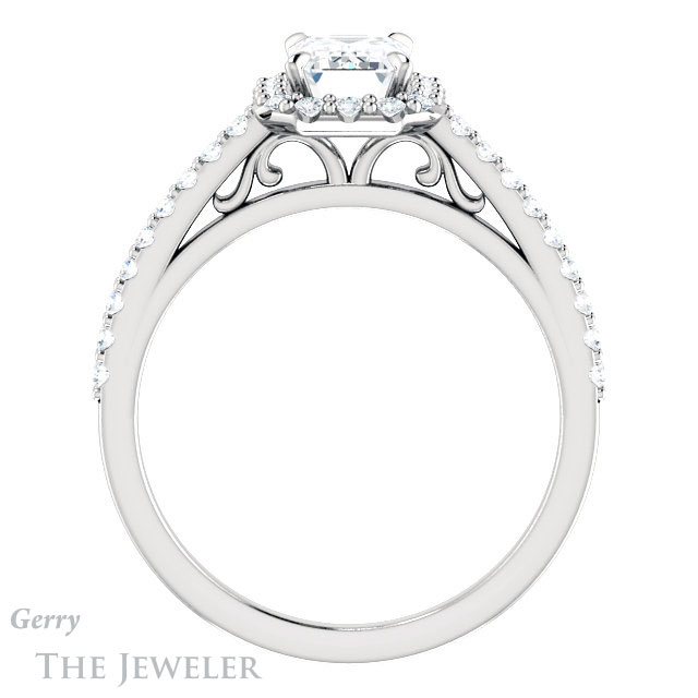 Emerald Cut Forever Brilliant Moissanite Engagement Ring #GTJ1149-emerald-fb-w