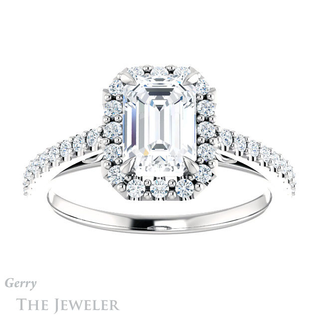 Emerald Cut Forever Brilliant Moissanite Engagement Ring #GTJ1149-emerald-fb-w