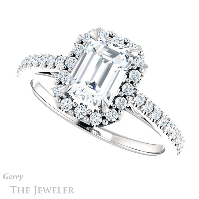 Emerald Cut Forever Brilliant Moissanite Engagement Ring #GTJ1149-emerald-fb-w