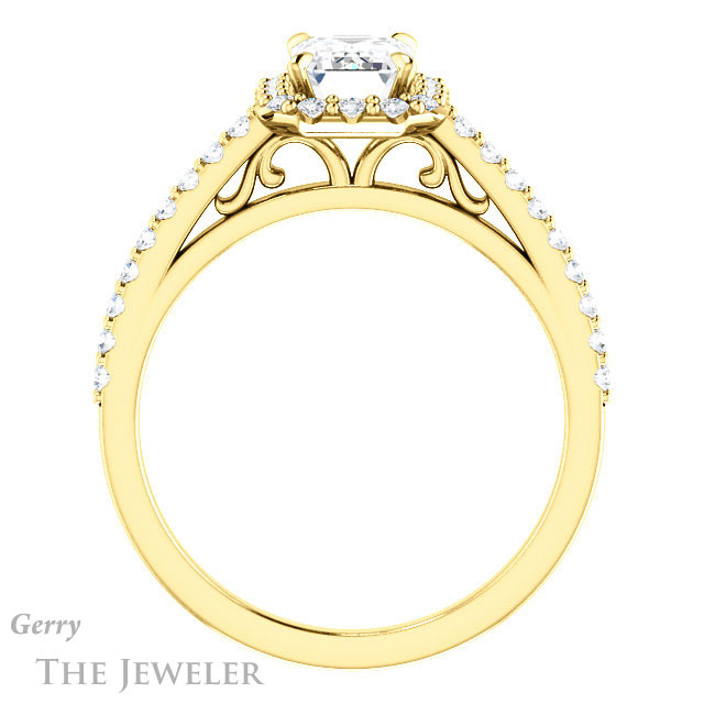 Emerald Cut Forever Brilliant Moissanite Engagement Ring #GTJ1149-emerald-fb-y