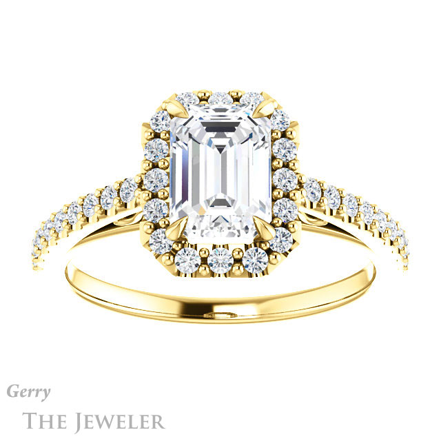 Emerald Cut Forever Brilliant Moissanite Engagement Ring #GTJ1149-emerald-fb-y