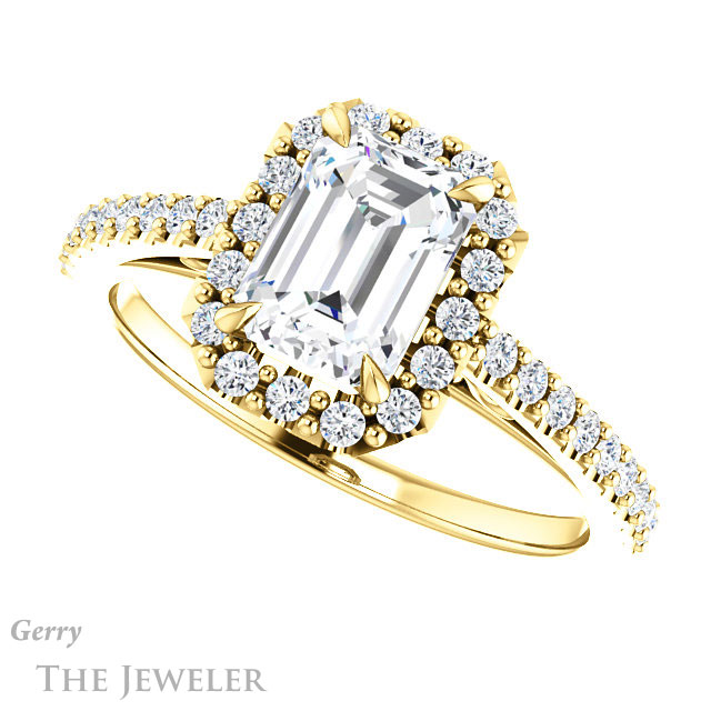 Emerald Cut Forever Brilliant Moissanite Engagement Ring #GTJ1149-emerald-fb-y
