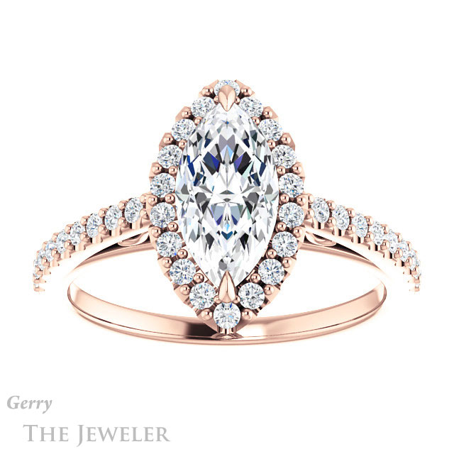 Marquise Cut Forever One Moissanite Engagement Ring #GTJ1149-marquise-fb-r 1 Marquise Cut Forever Brilliant Moissanite Engagement Ring #GTJ1149-marquise-fb-r