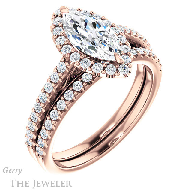 Marquise Cut Forever One Moissanite Engagement Ring #GTJ1149-marquise-fb-r 6 Marquise Cut Forever Brilliant Moissanite Engagement Ring #GTJ1149-marquise-fb-r