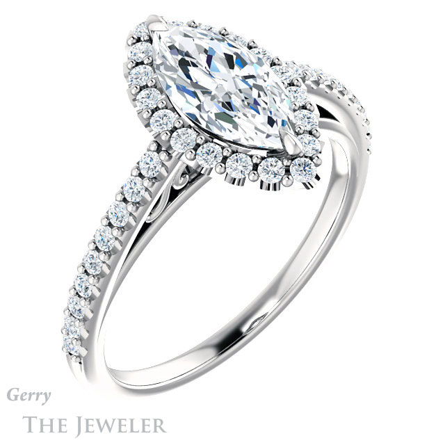 Marquise Cut Forever Brilliant Moissanite Engagement Ring #GTJ1149-marquise-fb-w