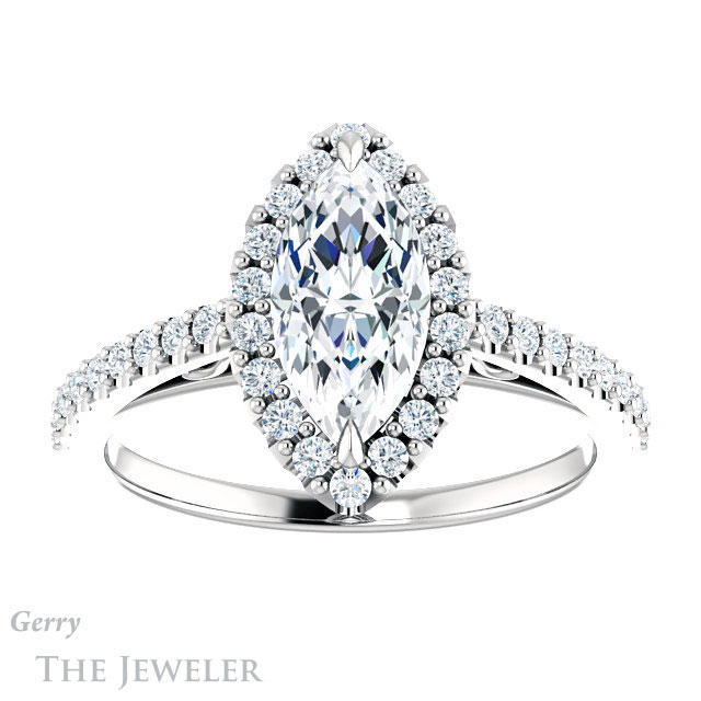 Marquise Cut Forever Brilliant Moissanite Engagement Ring #GTJ1149-marquise-fb-w