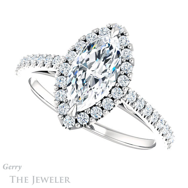 Marquise Cut Forever Brilliant Moissanite Engagement Ring #GTJ1149-marquise-fb-w