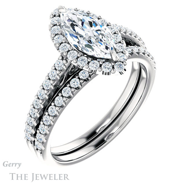 Marquise Cut Forever Brilliant Moissanite Engagement Ring #GTJ1149-marquise-fb-w