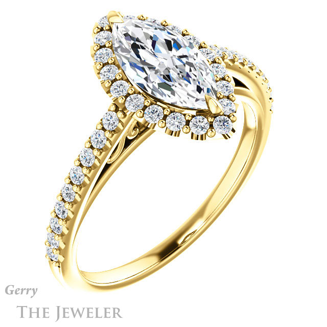 Marquise Cut Forever Brilliant Moissanite Engagement Ring #GTJ1149-marquise-fb-y