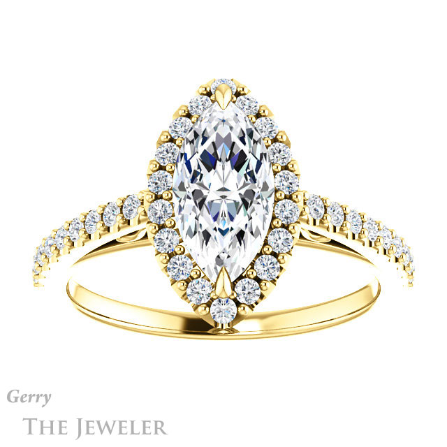 Marquise Cut Forever Brilliant Moissanite Engagement Ring #GTJ1149-marquise-fb-y