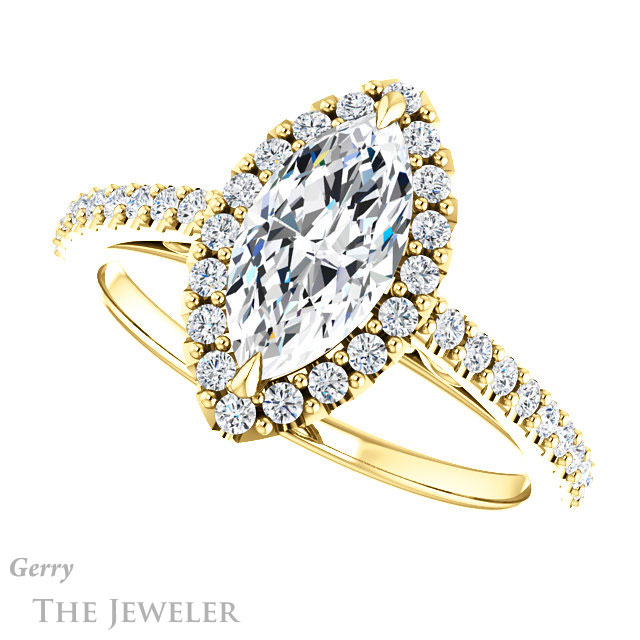 Marquise Cut Forever Brilliant Moissanite Engagement Ring #GTJ1149-marquise-fb-y