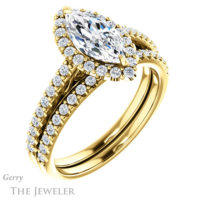 Marquise Cut Forever Brilliant Moissanite Engagement Ring #GTJ1149-marquise-fb-y