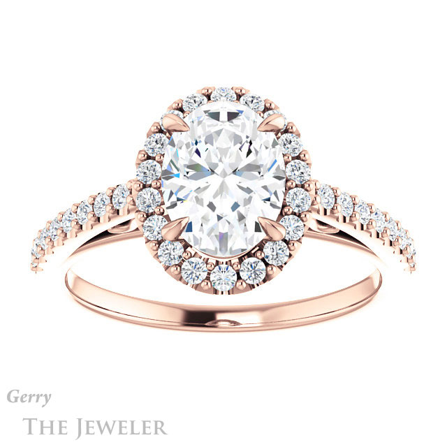 Oval Shaped Forever One Moissanite Engagement Ring #GTJ1149-oval-fo-r