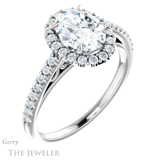 Oval Shaped Forever One Moissanite Engagement Ring #GTJ1149-oval-fo-w 4 Oval Shaped Forever One Moissanite Engagement Ring #GTJ1149-oval-fo-w