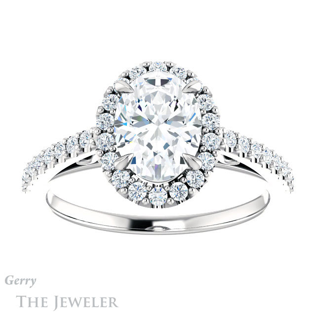 Oval Shaped Forever One Moissanite Engagement Ring #GTJ1149-oval-fo-w 1 Oval Shaped Forever One Moissanite Engagement Ring #GTJ1149-oval-fo-w