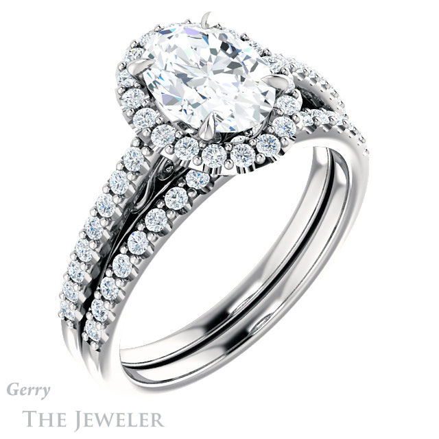 Oval Shaped Forever One Moissanite Engagement Ring #GTJ1149-oval-fo-w 6 Oval Shaped Forever One Moissanite Engagement Ring #GTJ1149-oval-fo-w