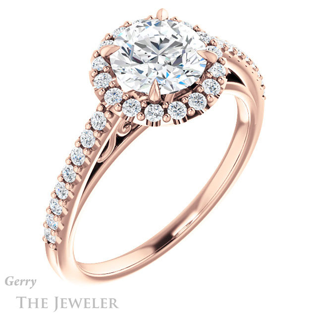 Round Cut Forever One Moissanite Engagement Ring #GTJ1149-round-fo-r