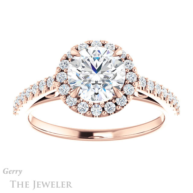 Round Cut Forever One Moissanite Engagement Ring #GTJ1149-round-fo-r