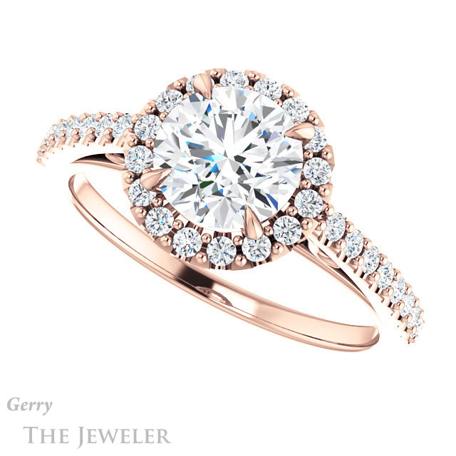 Round Cut Forever One Moissanite Engagement Ring #GTJ1149-round-fo-r