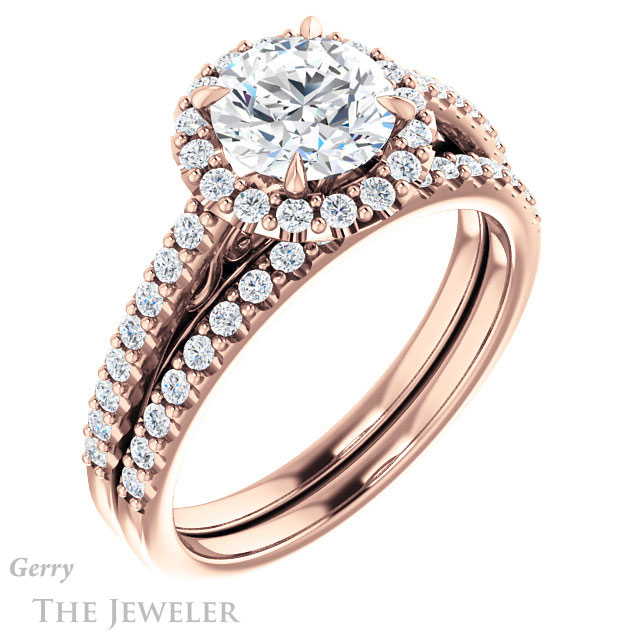 Round Cut Forever One Moissanite Engagement Ring #GTJ1149-round-fo-r