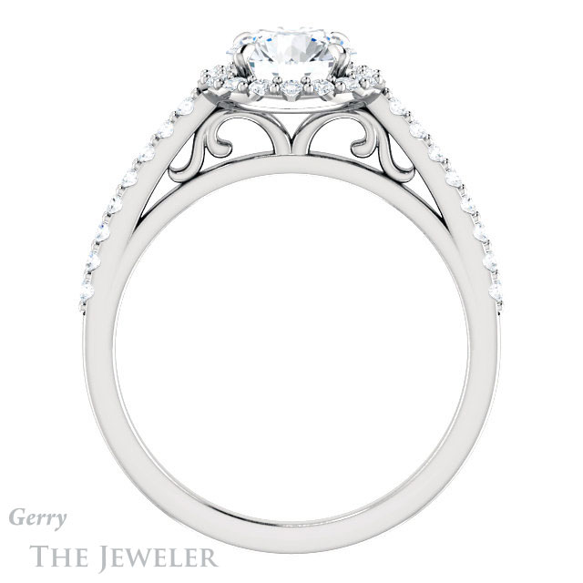 Round Cut Forever One Moissanite Engagement Ring #GTJ1149-round-fo-w