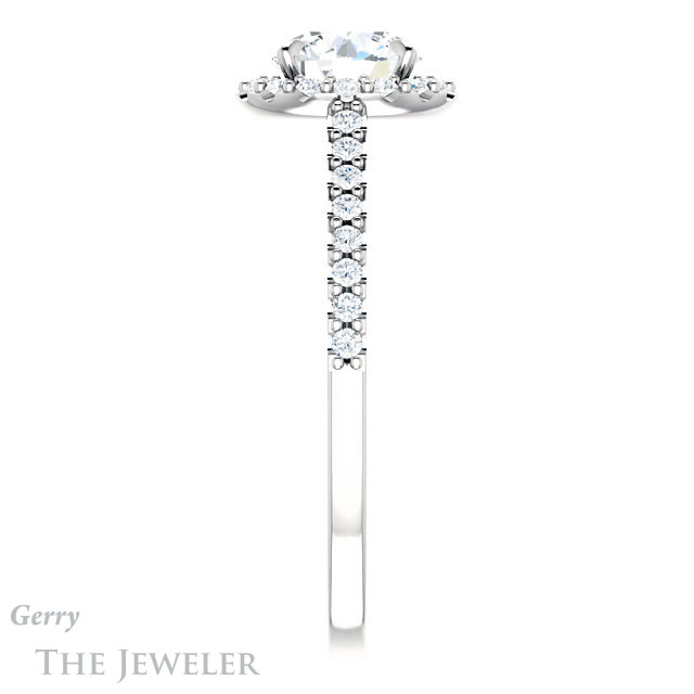 Round Cut Forever One Moissanite Engagement Ring #GTJ1149-round-fo-w