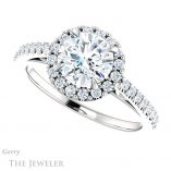 Round Cut Forever One Moissanite Engagement Ring #GTJ1149-round-fo-w