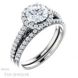 Round Cut Forever One Moissanite Engagement Ring #GTJ1149-round-fo-w