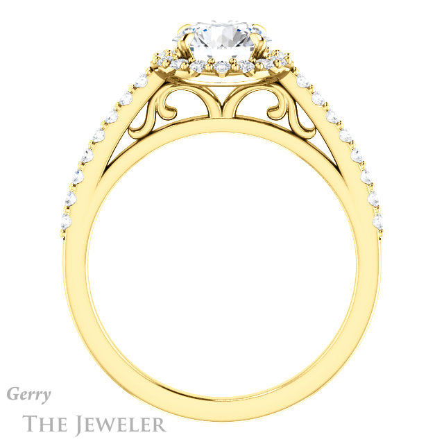 Round Cut Forever One Moissanite Engagement Ring #GTJ1149-round-fo-y