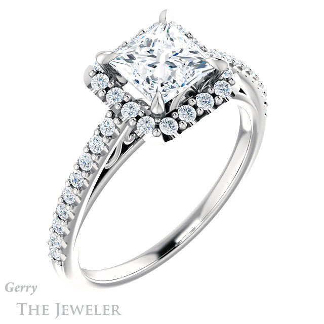 Princess Cut Forever One Moissanite Engagement Ring #GTJ1149-square-fo-w