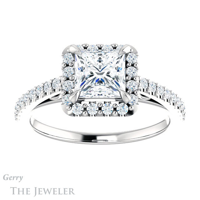 Princess Cut Forever One Moissanite Engagement Ring #GTJ1149-square-fo-w