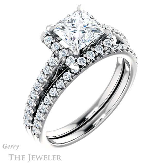 Princess Cut Forever One Moissanite Engagement Ring #GTJ1149-square-fo-w
