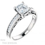 Cushion Cut Forever One Moissanite Engagement Ring #GTJ1150-cushion-fo-w 4 Cushion Cut Forever One Moissanite Engagement Ring #GTJ1150-cushion-fo-w