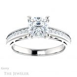 Cushion Cut Forever One Moissanite Engagement Ring #GTJ1150-cushion-fo-w 1 Cushion Cut Forever One Moissanite Engagement Ring #GTJ1150-cushion-fo-w