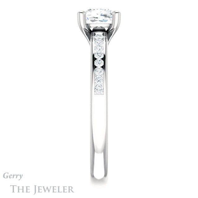 Cushion Cut Forever One Moissanite Engagement Ring #GTJ1150-cushion-fo-w 3 Cushion Cut Forever One Moissanite Engagement Ring #GTJ1150-cushion-fo-w