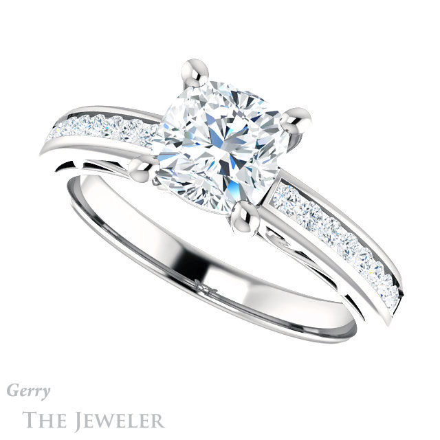 Cushion Cut Forever One Moissanite Engagement Ring #GTJ1150-cushion-fo-w 5 Cushion Cut Forever One Moissanite Engagement Ring #GTJ1150-cushion-fo-w