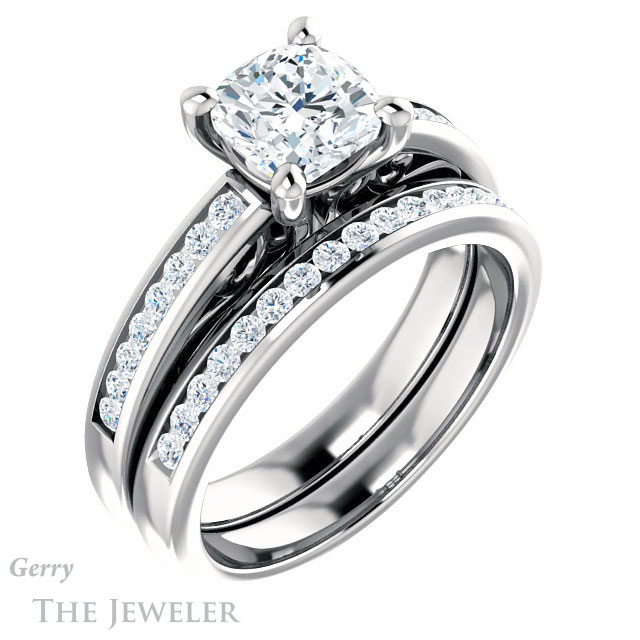 Cushion Cut Forever One Moissanite Engagement Ring #GTJ1150-cushion-fo-w 6 Cushion Cut Forever One Moissanite Engagement Ring #GTJ1150-cushion-fo-w