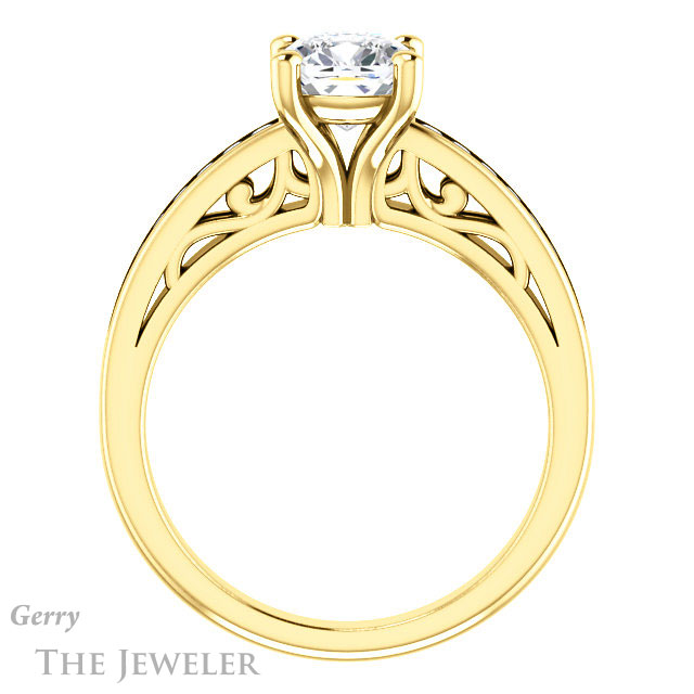 Cushion Cut Forever One Moissanite Engagement Ring #GTJ1150-cushion-fo-y 2 Cushion Cut Forever One Moissanite Engagement Ring #GTJ1150-cushion-fo-y
