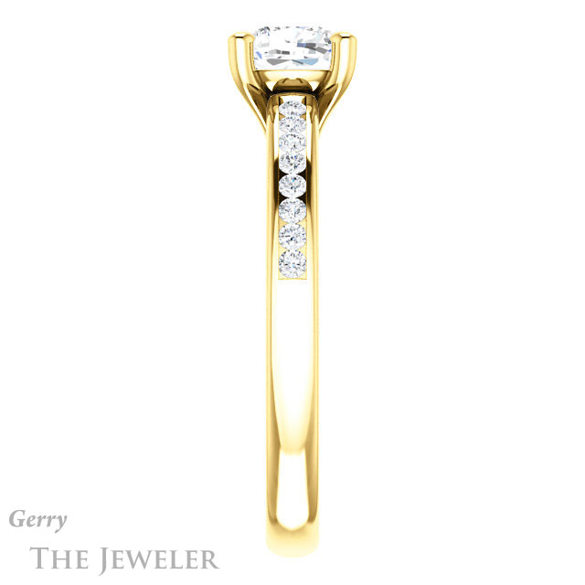 Cushion Cut Forever One Moissanite Engagement Ring #GTJ1150-cushion-fo-y 3 Cushion Cut Forever One Moissanite Engagement Ring #GTJ1150-cushion-fo-y
