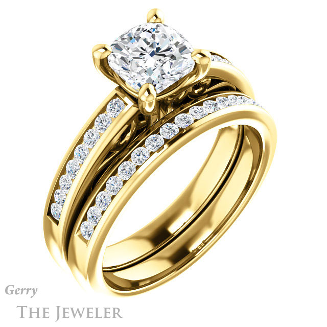 Cushion Cut Forever One Moissanite Engagement Ring #GTJ1150-cushion-fo-y 6 Cushion Cut Forever One Moissanite Engagement Ring #GTJ1150-cushion-fo-y