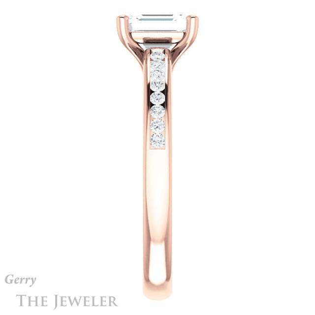 Emerald Cut Forever One Moissanite Engagement Ring #GTJ1150-emerald-fb-r 3 Emerald Cut Forever Brilliant Moissanite Engagement Ring #GTJ1150-emerald-fb-r