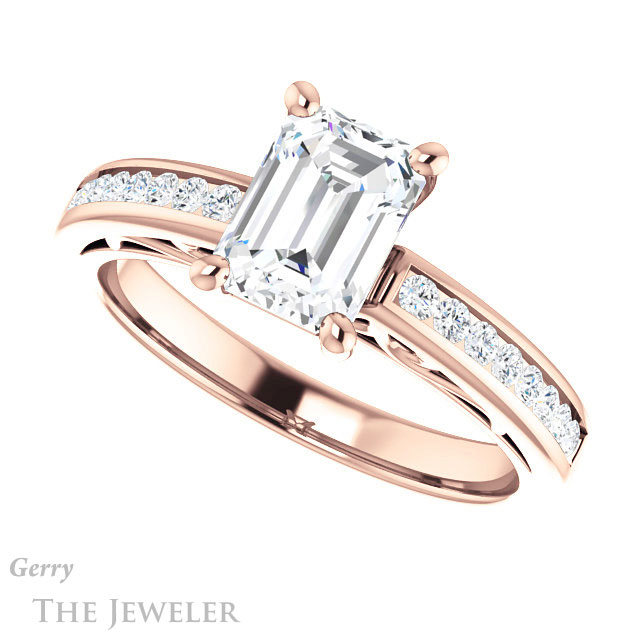 Emerald Cut Forever One Moissanite Engagement Ring #GTJ1150-emerald-fb-r 5 Emerald Cut Forever Brilliant Moissanite Engagement Ring #GTJ1150-emerald-fb-r