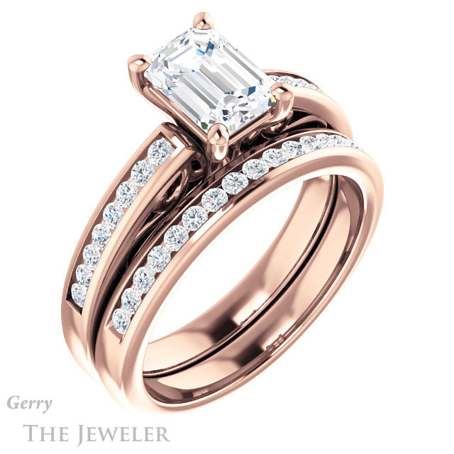 Emerald Cut Forever One Moissanite Engagement Ring #GTJ1150-emerald-fb-r 6 Emerald Cut Forever Brilliant Moissanite Engagement Ring #GTJ1150-emerald-fb-r