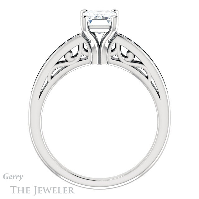 Emerald Cut Forever One Moissanite Engagement Ring #GTJ1150-emerald-fb-w 2 Emerald Cut Forever Brilliant Moissanite Engagement Ring #GTJ1150-emerald-fb-w
