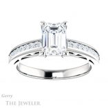 Emerald Cut Forever One Moissanite Engagement Ring #GTJ1150-emerald-fb-w 1 Emerald Cut Forever Brilliant Moissanite Engagement Ring #GTJ1150-emerald-fb-w