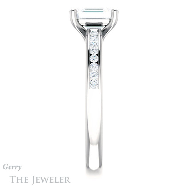 Emerald Cut Forever One Moissanite Engagement Ring #GTJ1150-emerald-fb-w 3 Emerald Cut Forever Brilliant Moissanite Engagement Ring #GTJ1150-emerald-fb-w