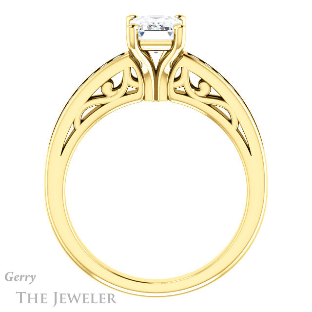 Emerald Cut Forever Brilliant Moissanite Engagement Ring #GTJ1150-emerald-fb-y